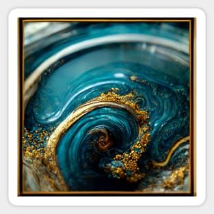 Golden aqua swirl II Sticker